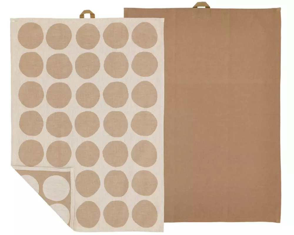 Södahl Geschirrtuch-Set Bubbles, 50 x 70 cm, Warm Taupe, 2 Stück