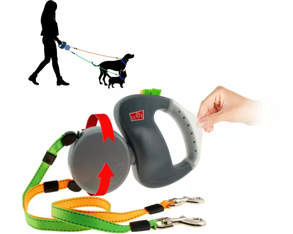 Wigzi Hundeleine Dual Doggie 3.0 Grau