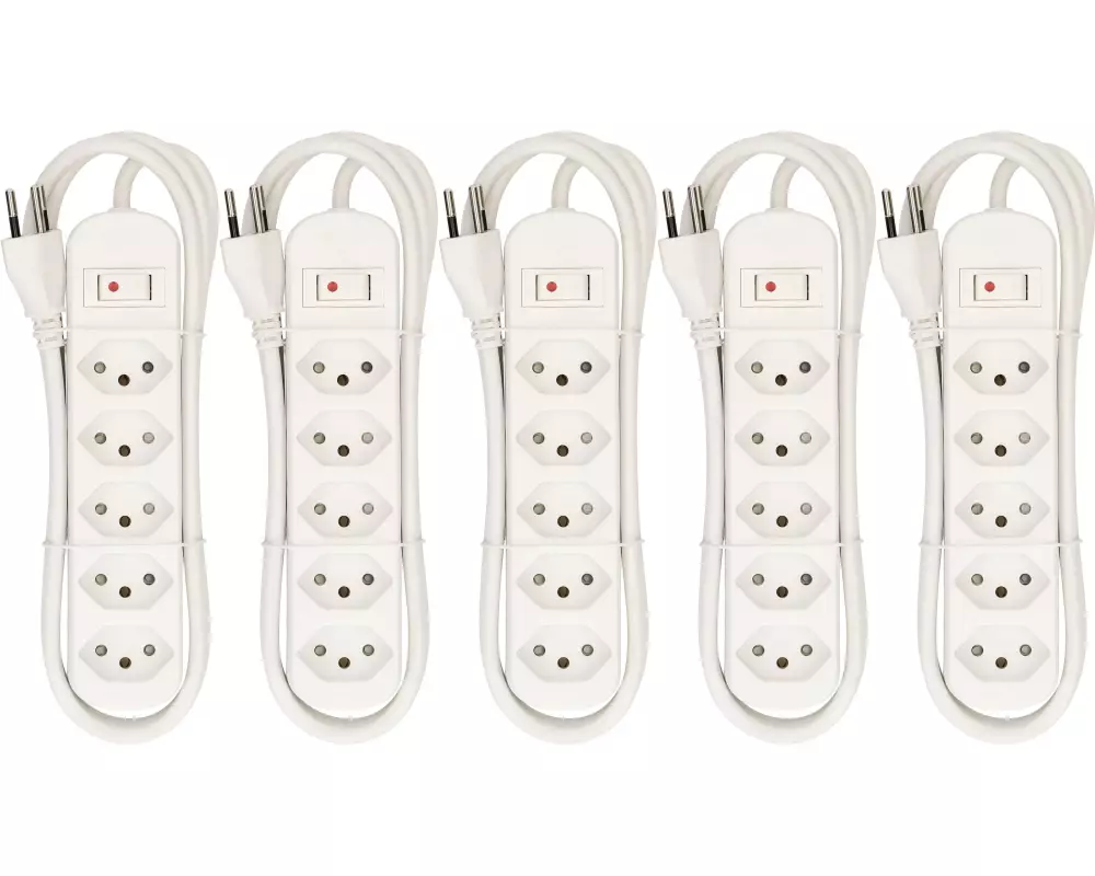 Max Hauri Steckdosenleiste Basic-Line 5xT13, 1.5 Meter, 5 Stück