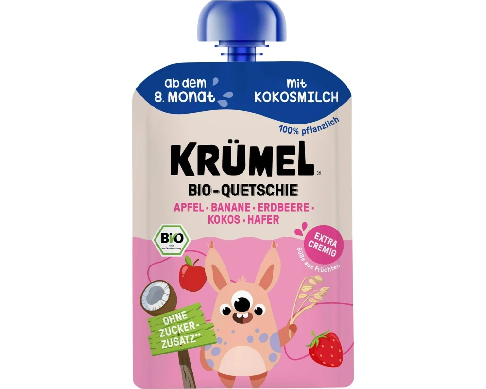 KRÜMEL Quetschie mit Kokosmilch Apfel,Banane,Hafer,Erdbeere 100 g
