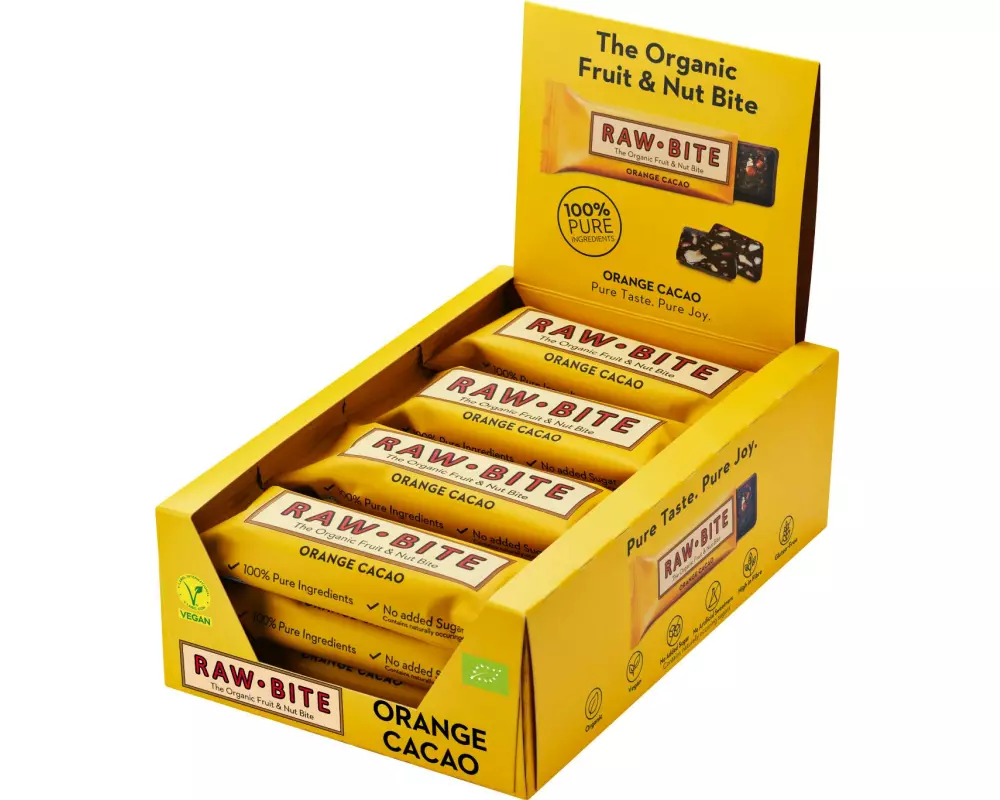 Rawbite Riegel Bio Rohkost Orange Cacao 12 x 50 g