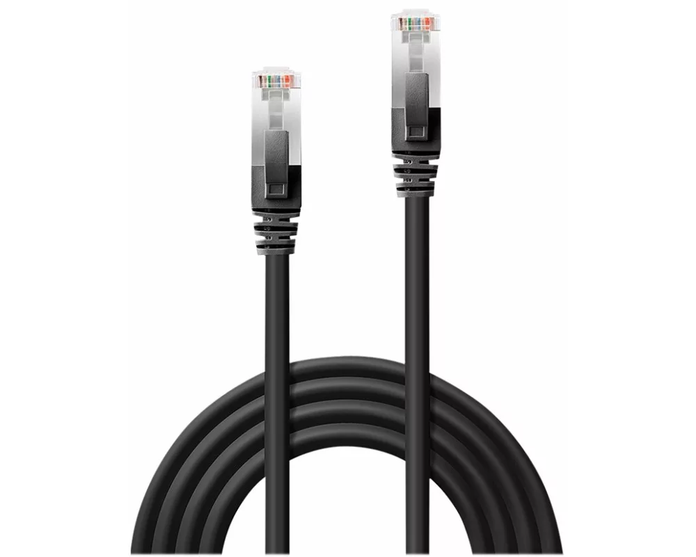 LINDY Patch Cable, Cat6, S/FTP, RJ45-RJ45, 0,5m, black, LSOH, PIMF, including Testprotocol, snagless
