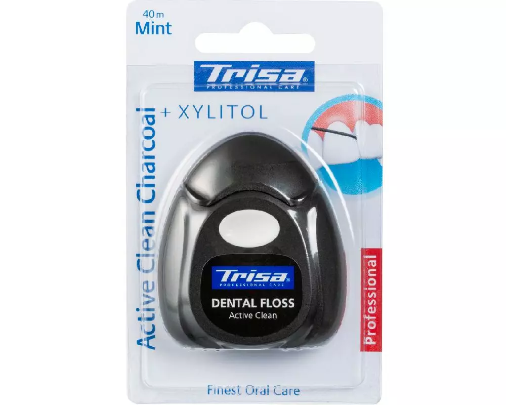 Trisa Zahnseide Charcoal Mint Active Clean