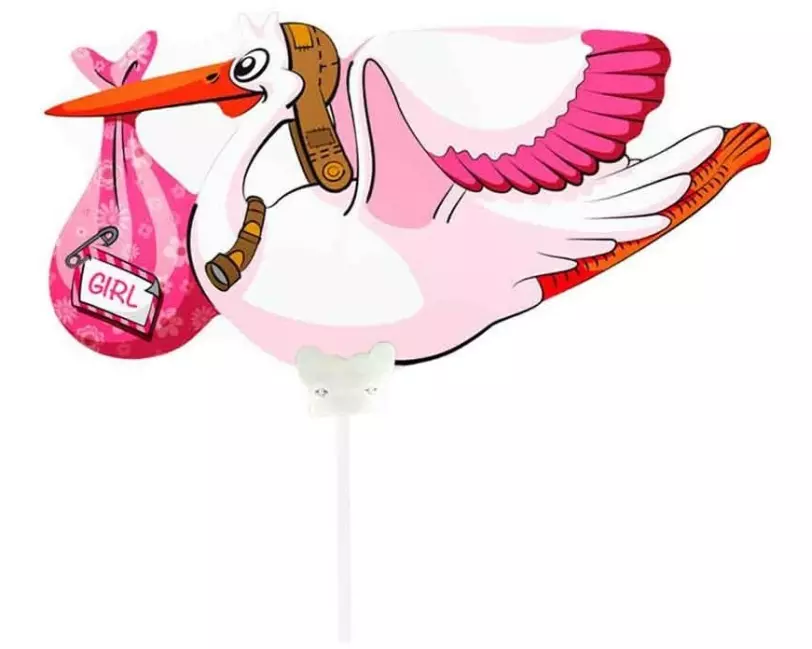 Folat Folienballon Geburt Mädchen Rosa/Weiss