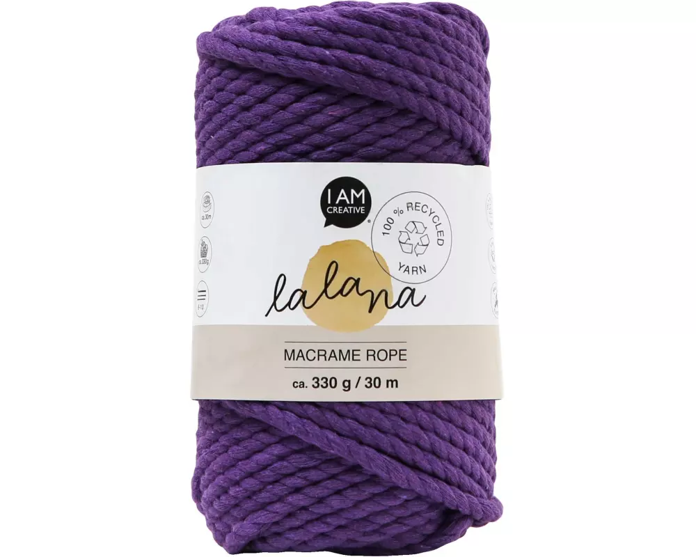 lalana Wolle Makramee Rope 5 mm, 330 g, Violett