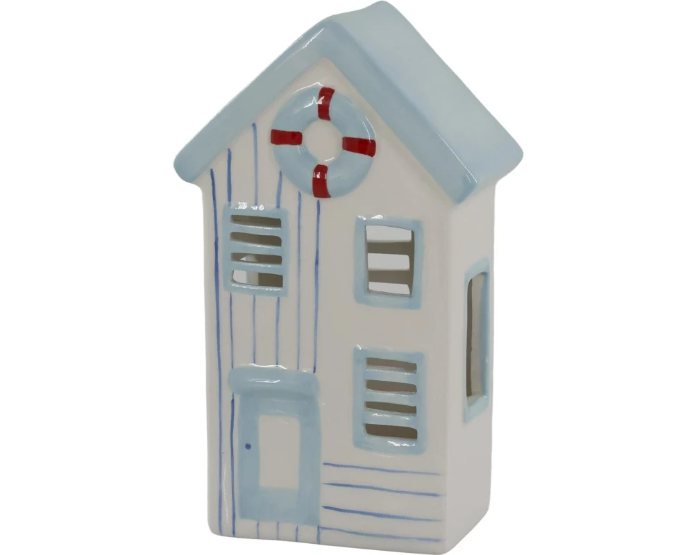 Chic Antique Aufsteller Strandhaus 20 x 12 x 8 cm, Blau/Weiss