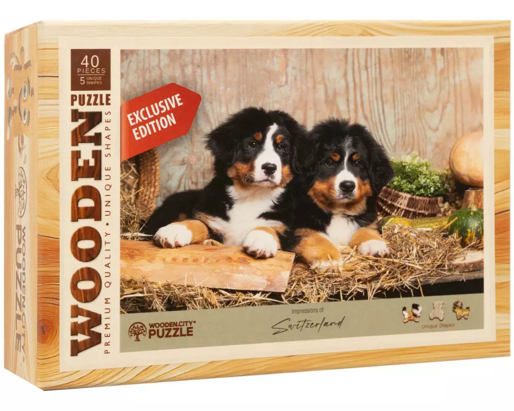 Wooden City Holz-Puzzle Welpen 40 Teile