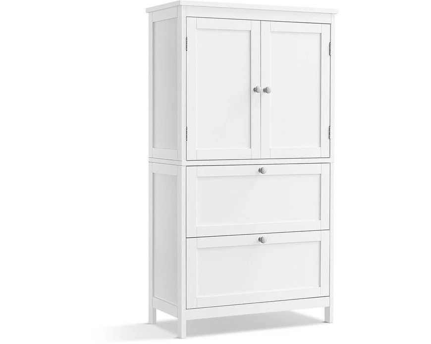 VASAGLE Vitrine Landhausstil 60 x 110 cm, Weiss