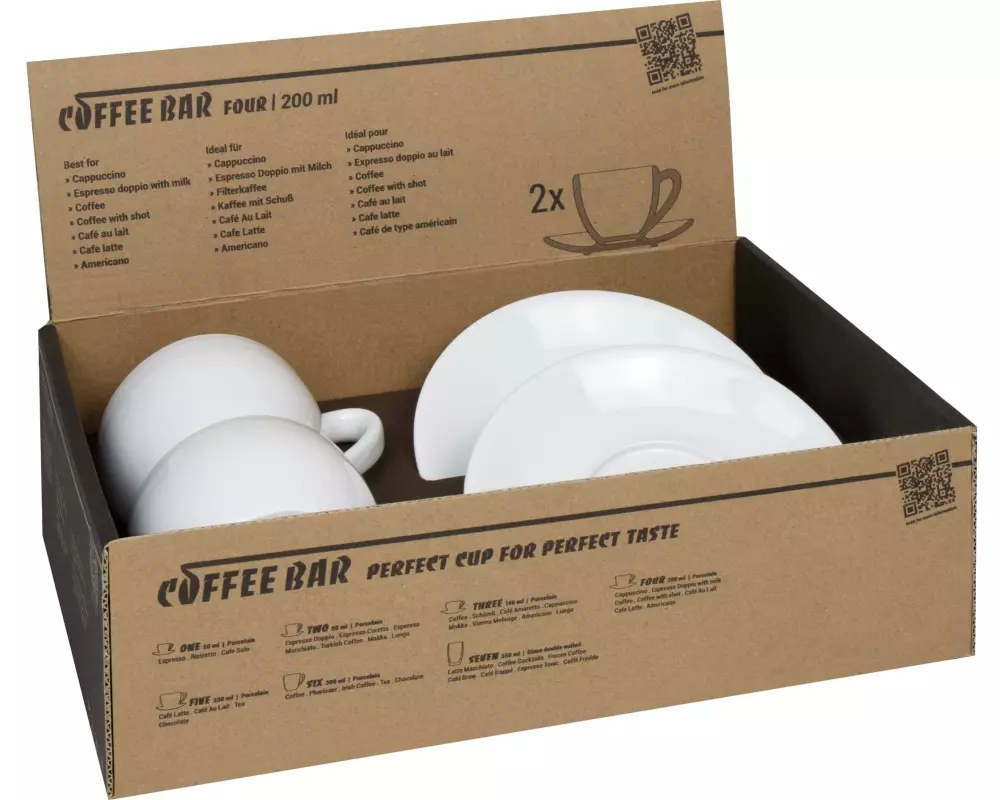 Könitz Cappuccinotasse Four 200 ml, 2 Stück, Weiss