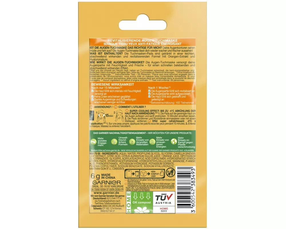 Garnier Skin Active Augen-Tuchmaske Hydra Bomb 1 Stück