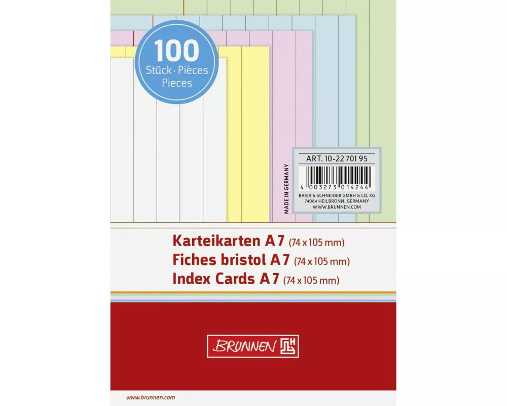 Brunnen Karteikarten A7 Liniert