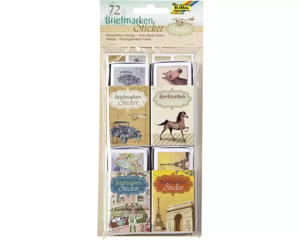 Folia Motivsticker Vintage Briefmarken, 72 Stück
