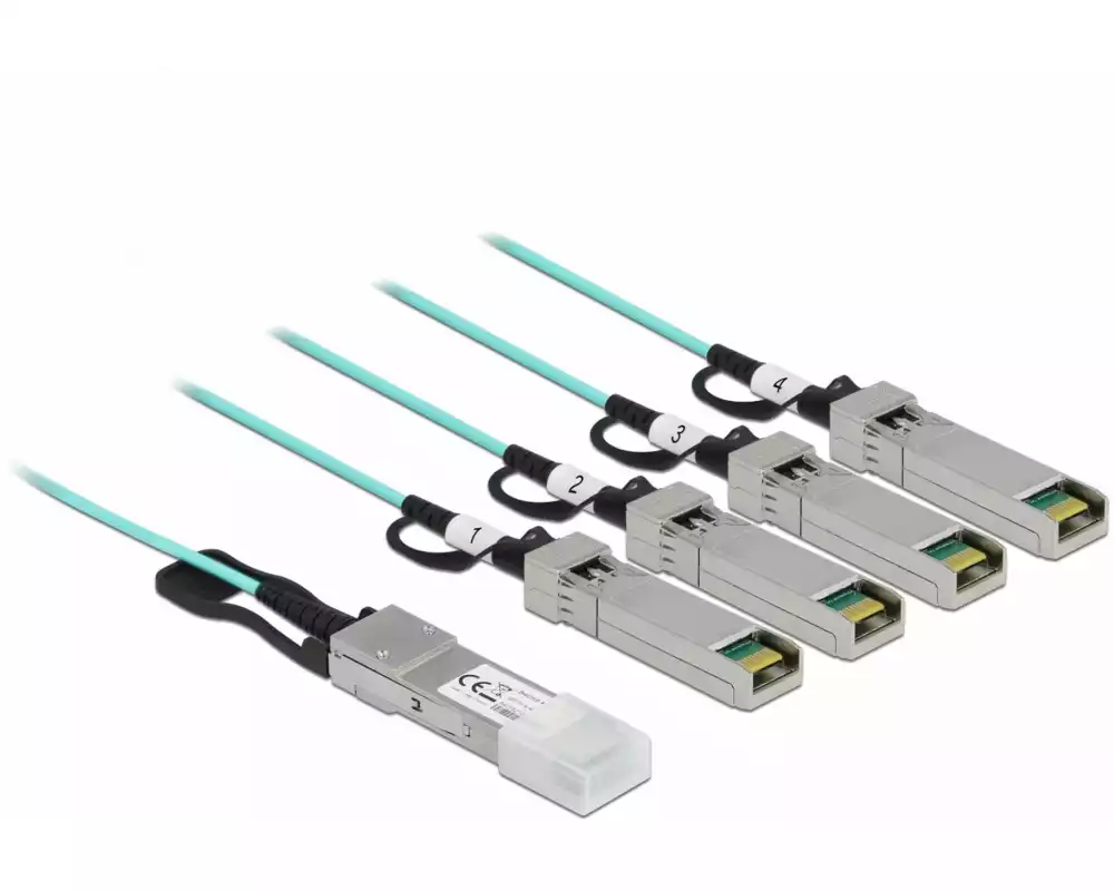 Delock Direct Attach Kabel Optisches QSFP+/4x SFP+ 10 m