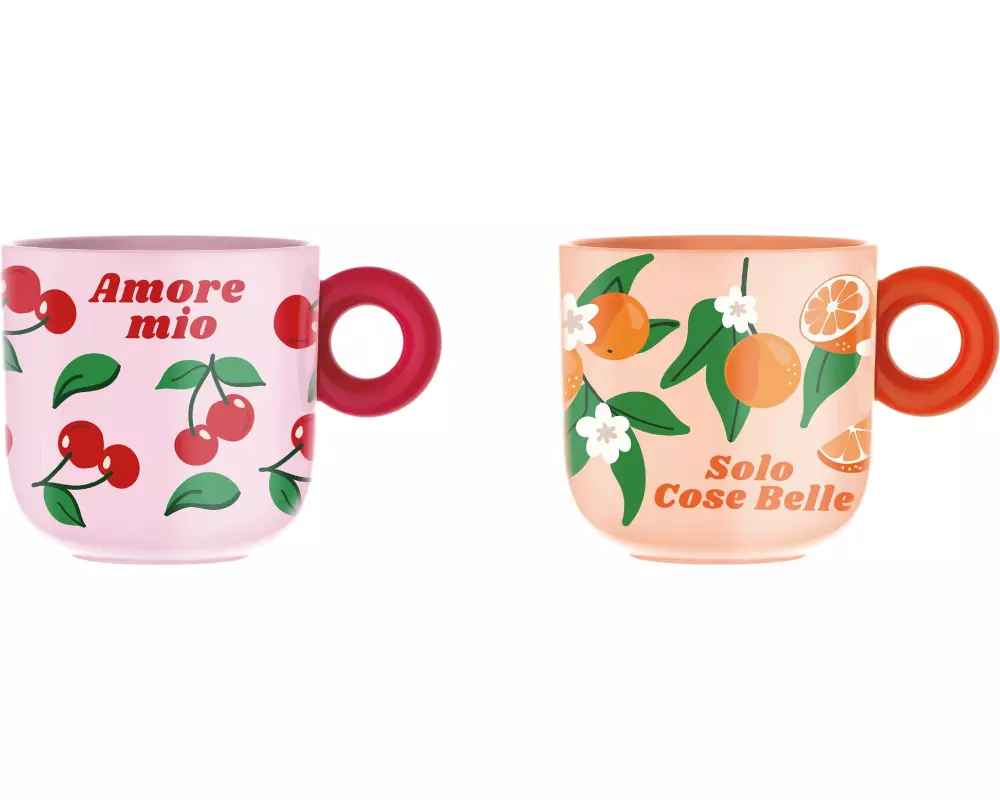 Bialetti Kaffeebecher Mug Set Früchte 300 ml, 1 Stück, Mehrfarbig