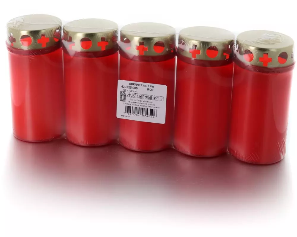 balthasar Grabkerze mit Deckel 5 Stück, Rot