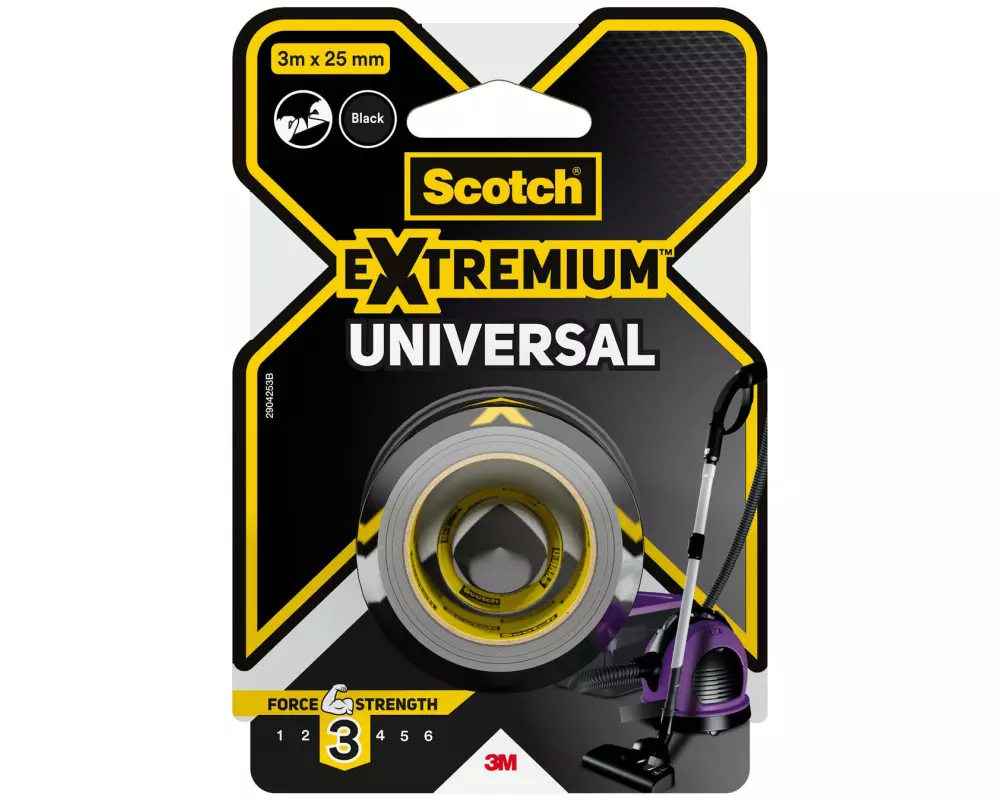 Scotch Klebeband Extremium Universal, 25 mm x 3 m, 1 Rolle, Schwarz
