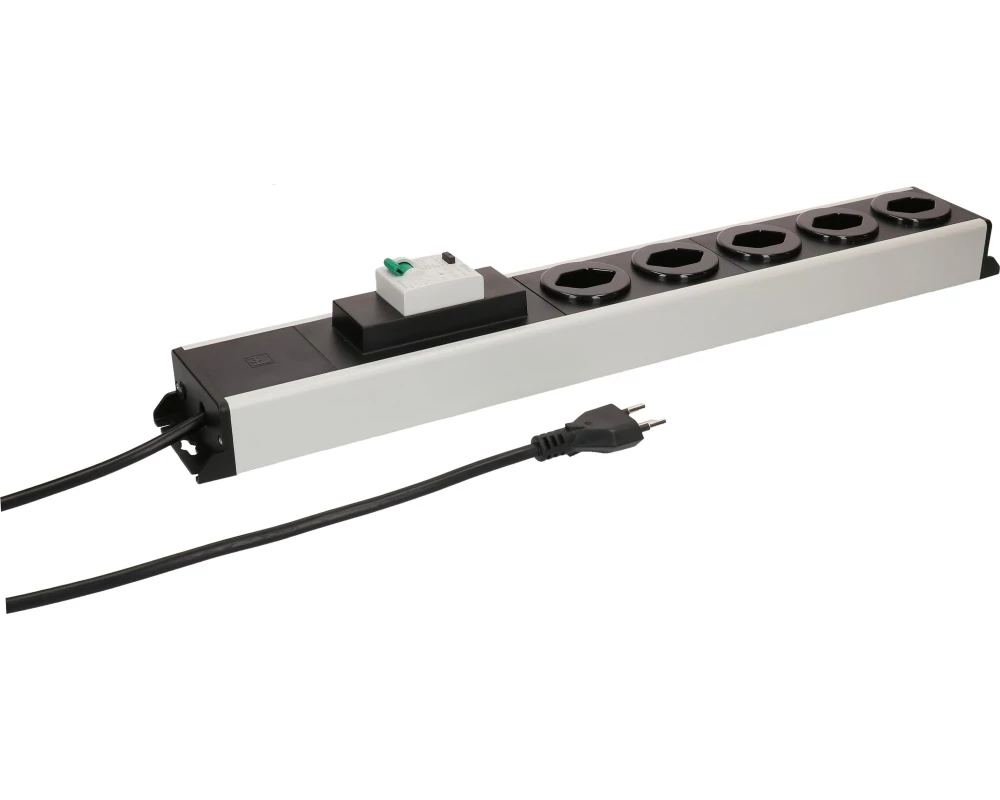 Max Hauri Steckdosenleiste Power Line 5 x Typ 13 1.5m , Schwarz/Grau