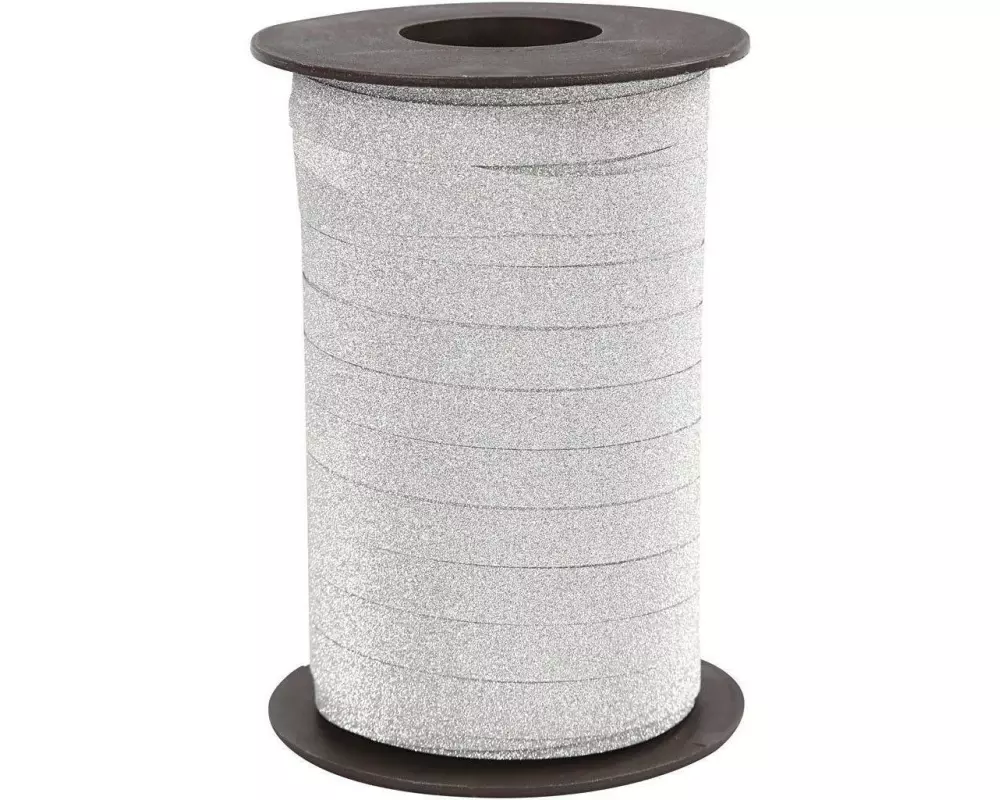 Creativ Company Geschenkband Glitzer 1 cm x 100 m, Silber