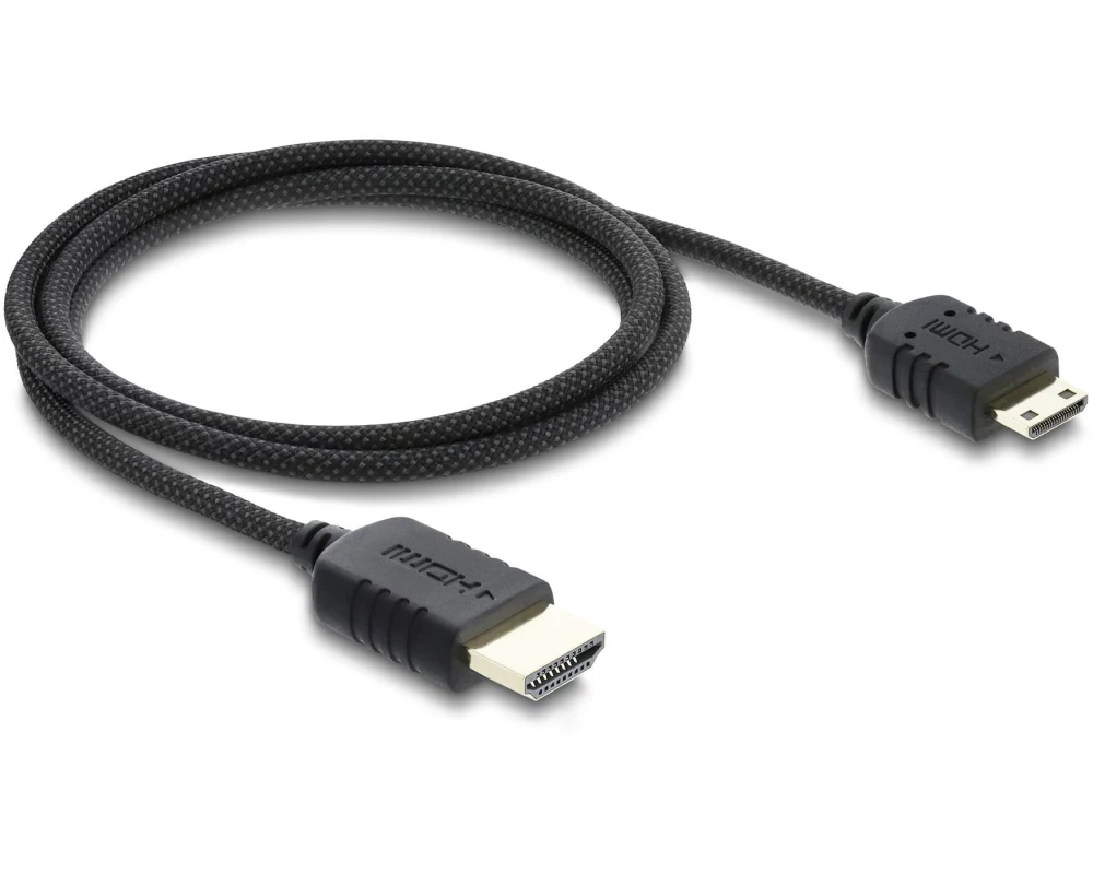 Delock HDMI zu Mini HDMI Kabel Koaxial, High Speed, 8K 60 Hz, Geflechtmantel, 1 m