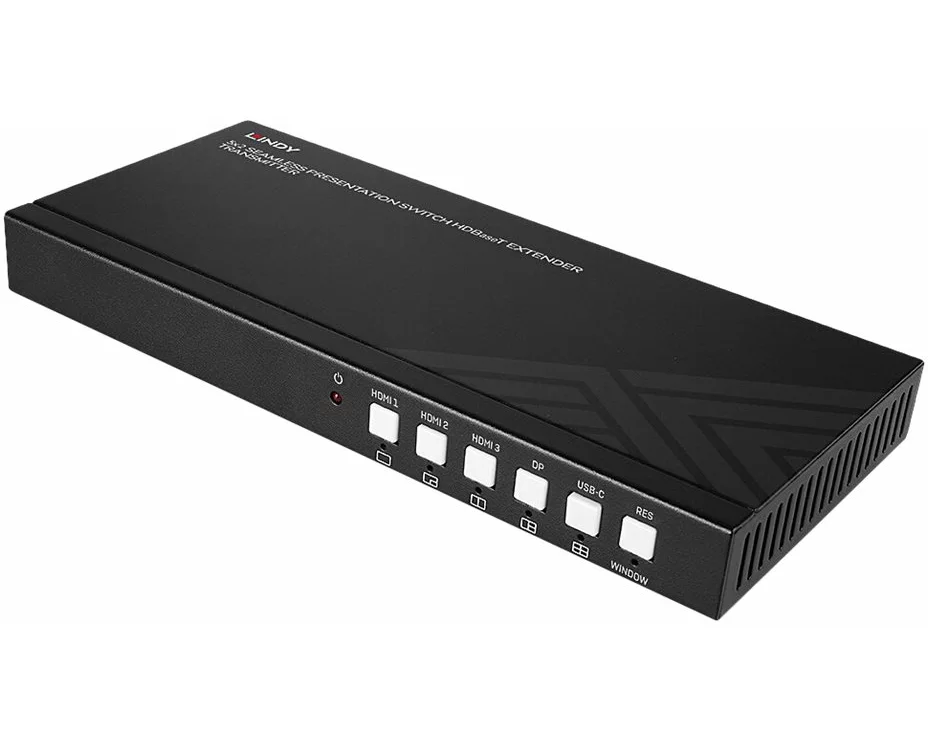 LINDY 5x2 Seamless Presentation Switch, HDBaseT Extender