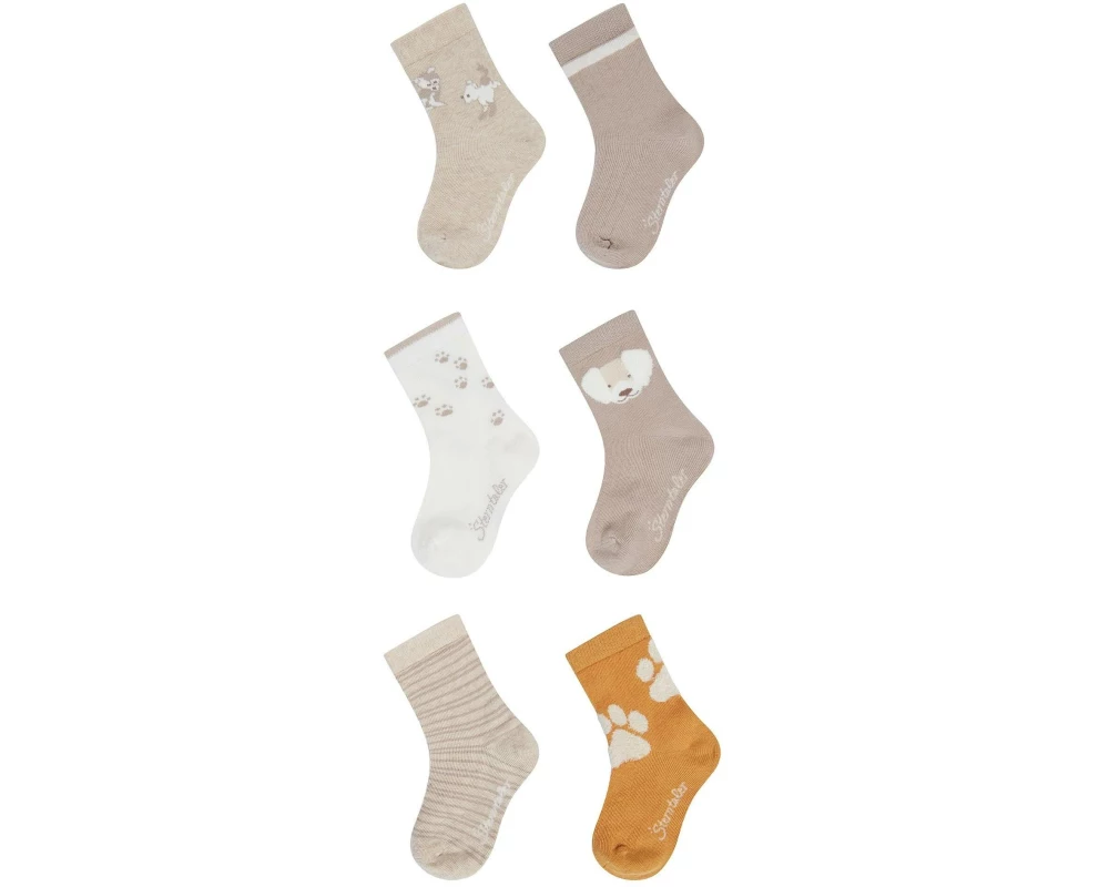 Sterntaler Socken 6er Set Hund Natur Melange Gr. 23-26