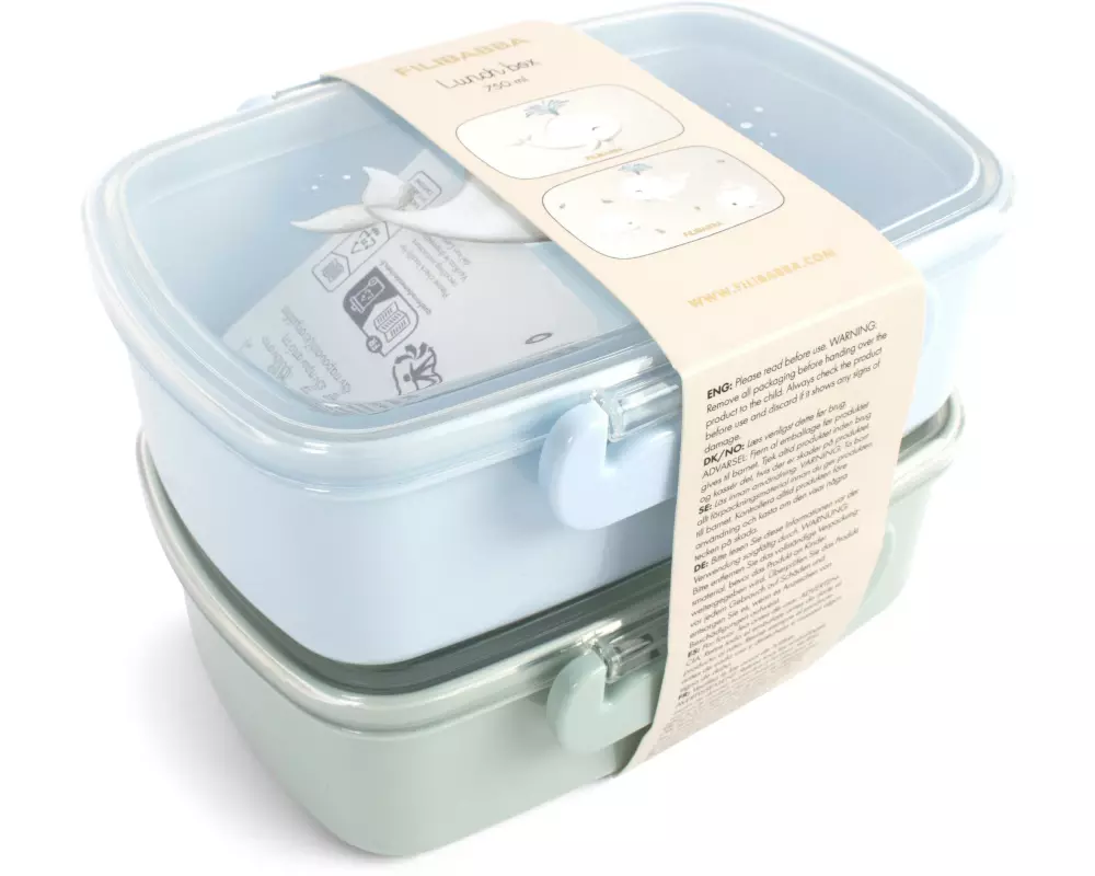 Filibabba Lunchbox Christian's Whale Tales Blau, 2er-Pack