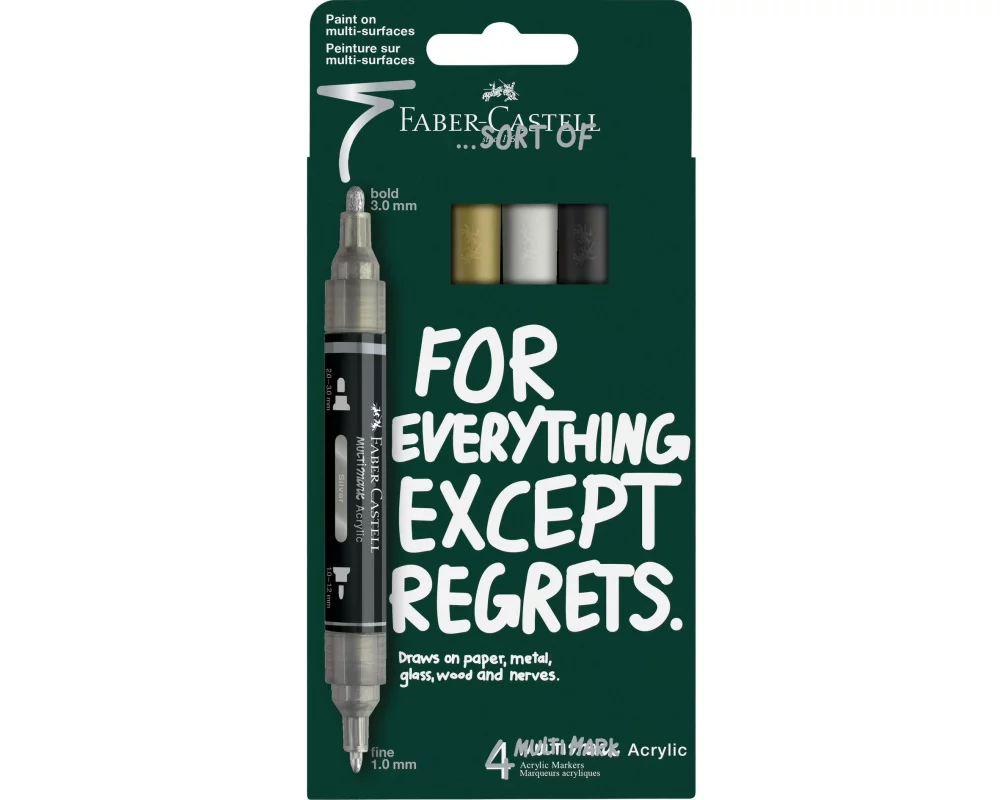 Faber-Castell Acrylmarker Multimark Set Classic, Doppelspitze, 4 Stk