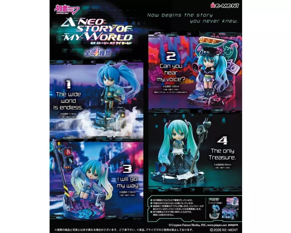 Re-Ment Hatsune Miku Neo Story Blind Box Mini-Figuren-Set, 4er-Box