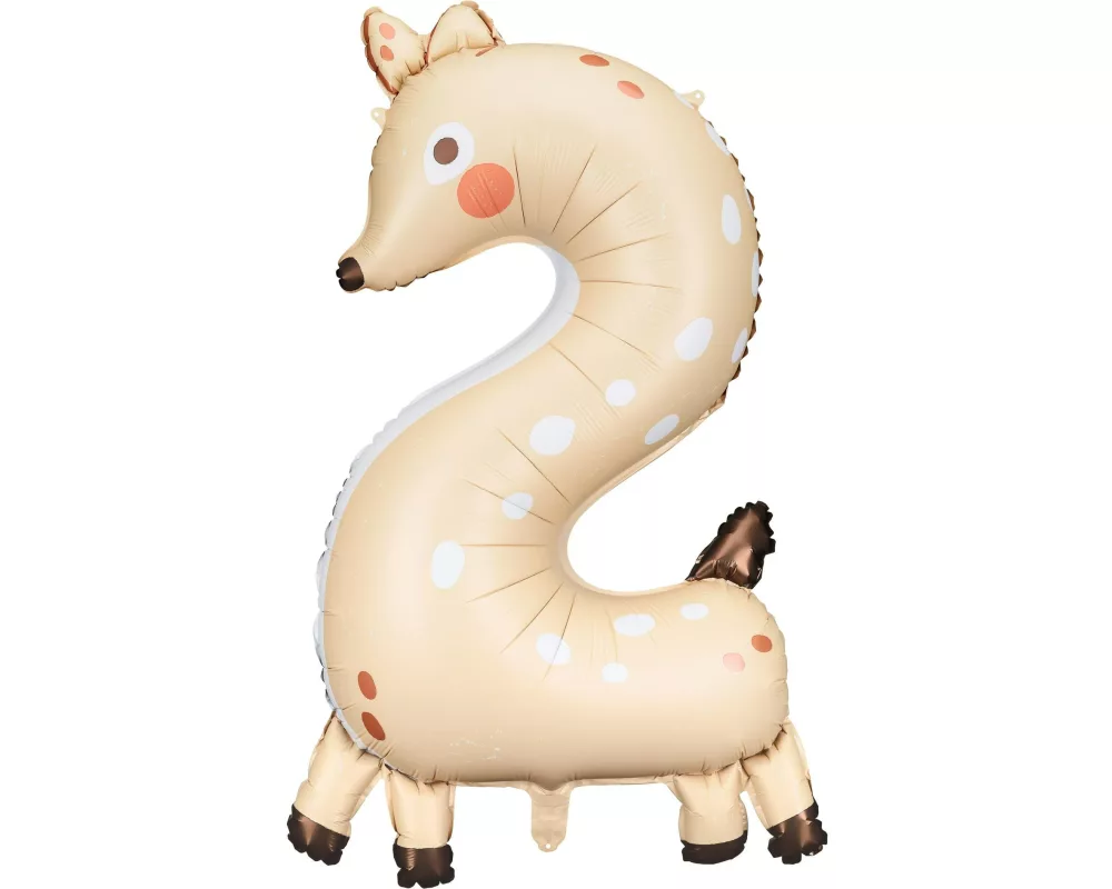 Partydeco Folienballon Nummer 2 als Motiv 65 x 102 cm, 1 Stück