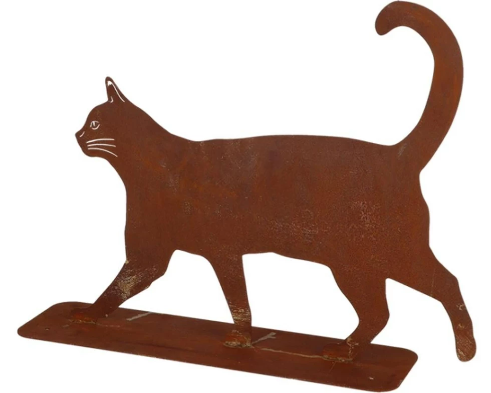 Esschert Design Dekofigur Katze gehend Rostoptik Baustahl 36.8 x 10 x 31 cm
