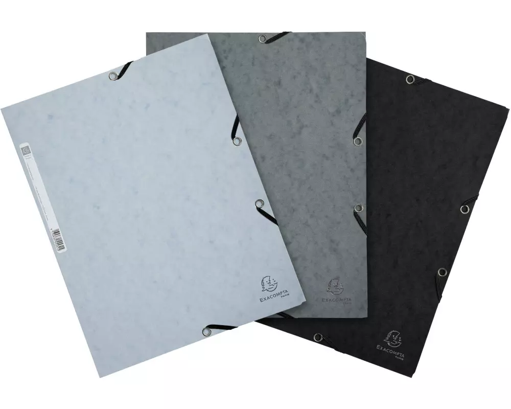 Exacompta Gummibandmappe Aquarel 3-er Set Grau/Hellgrau/Schwarz