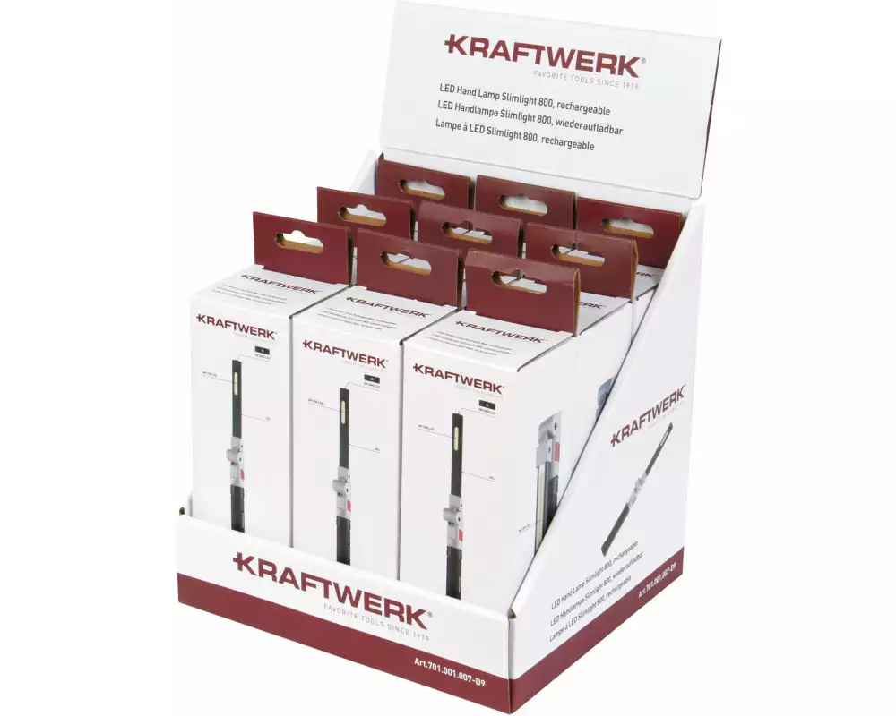 Kraftwerk 9 x LED Handlampe Slimlight 800, 3.7 V, 2600 mAh