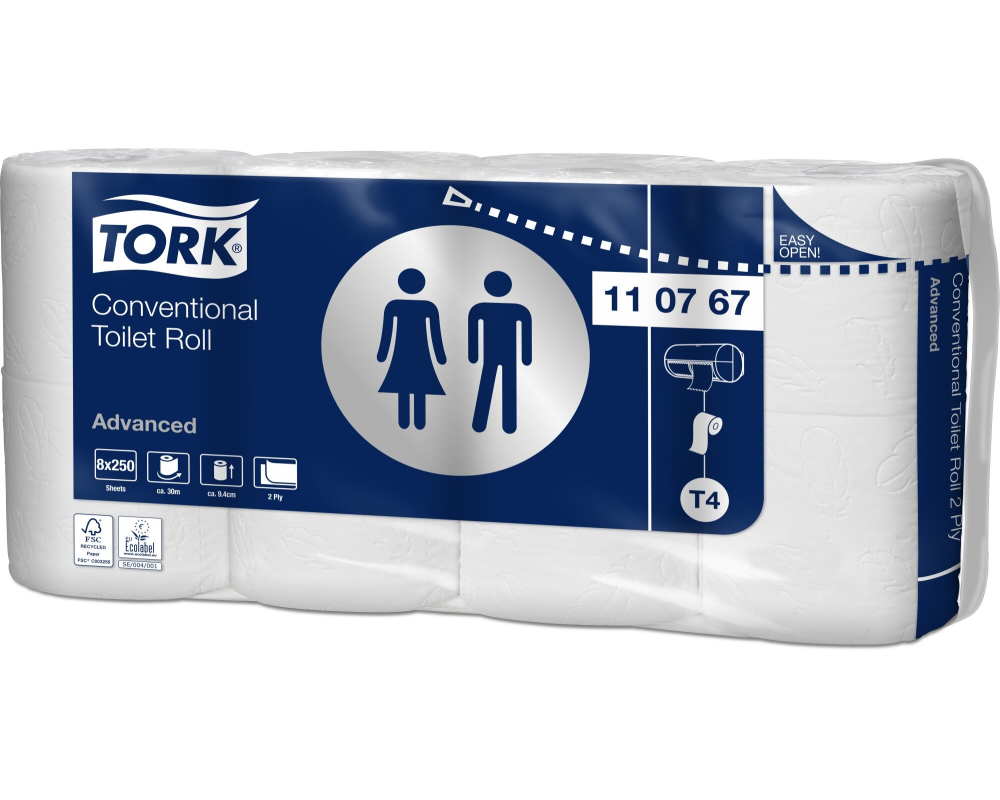 TORK Toilettenpapier Advanced T4 110767 250 Blatt, 2-lagig 8 Stück