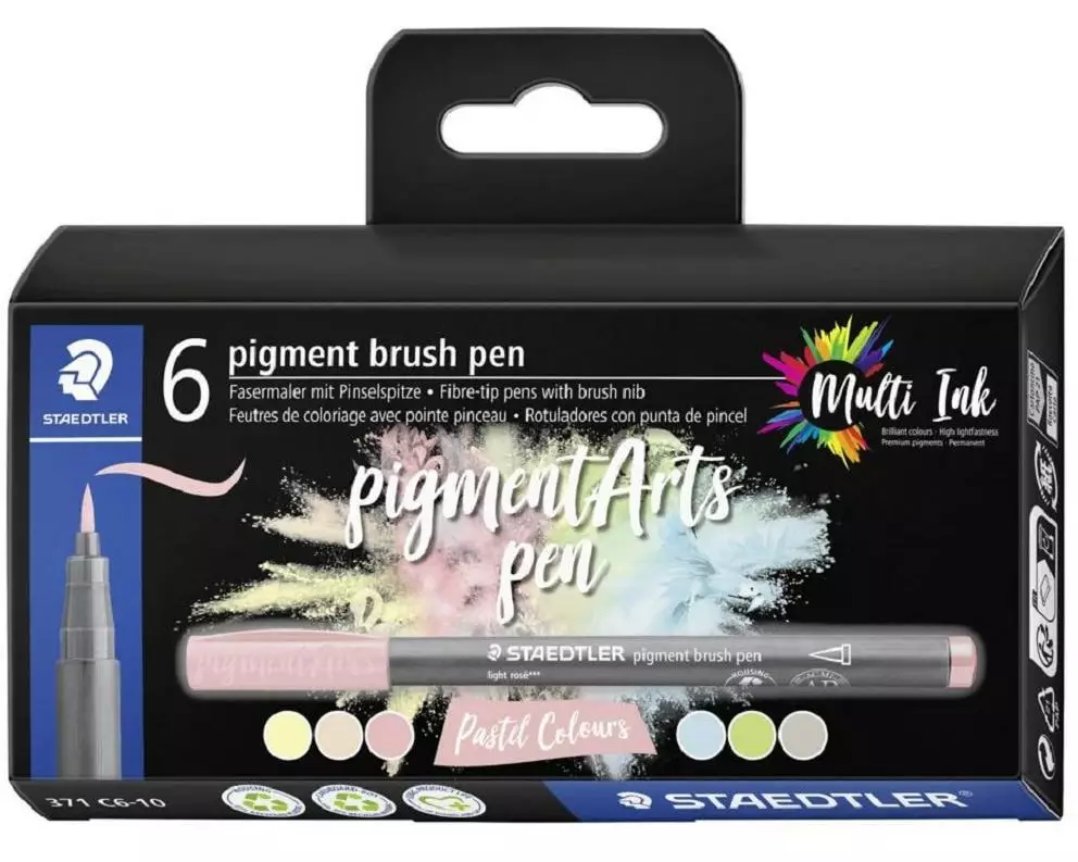 Staedtler Fasermaler Pigment Arts Brush Pen Pastel Colours