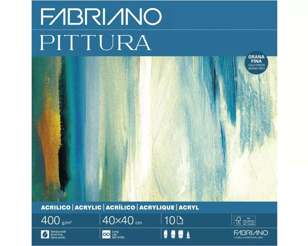 Fabriano Acrylpapier Pittura 400g/m², 10 Bl, kalt gepresst