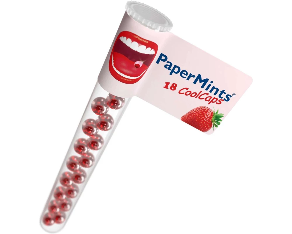 PaperMints Cool Caps Strawberry Tubes 32 Tubes à 18 Kapseln