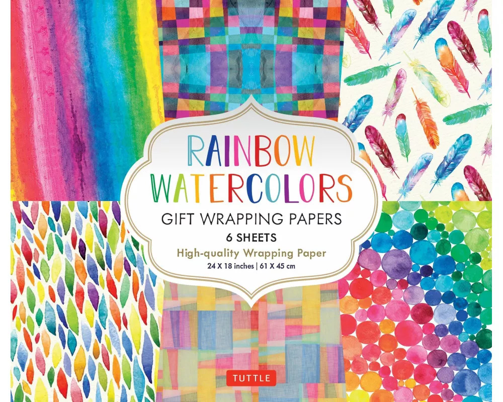 Rainbow Watercolors Gift Wrapping Papers - 6 sheets