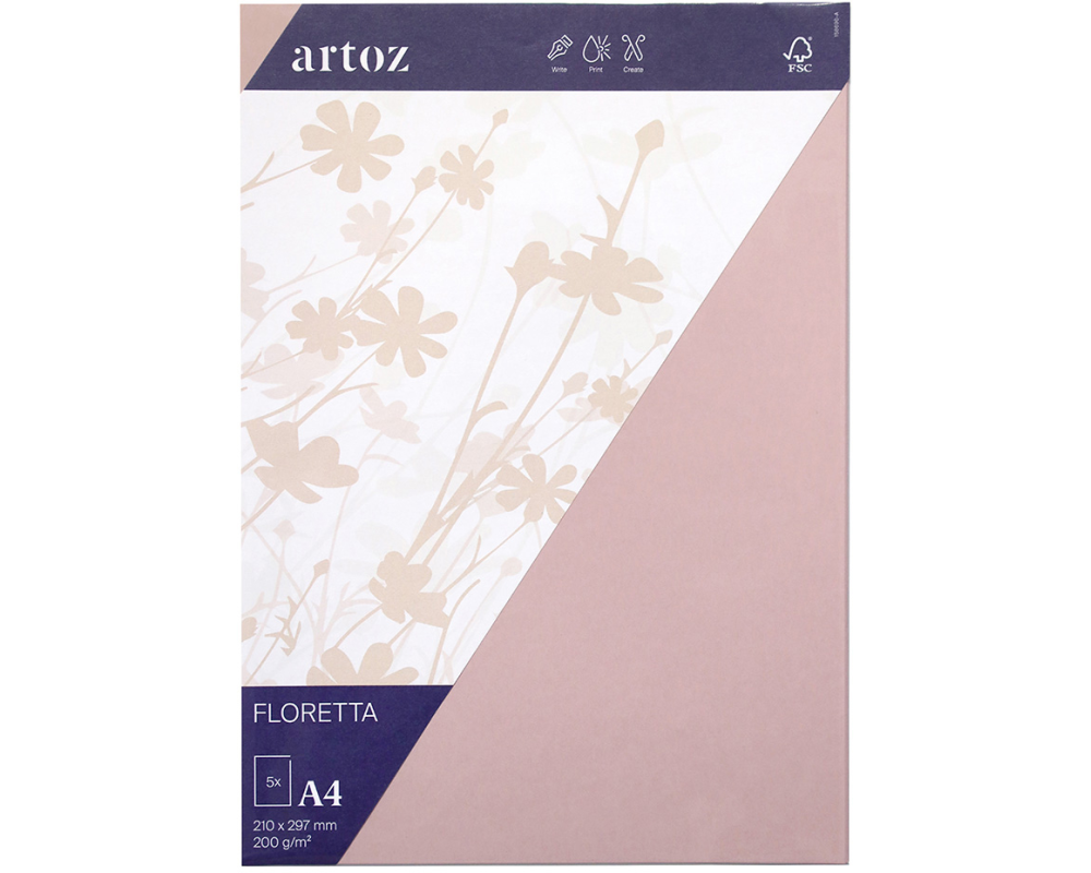 ARTOZ Karten 1001 A4 15869614-281 200g, light rose 5 Blatt