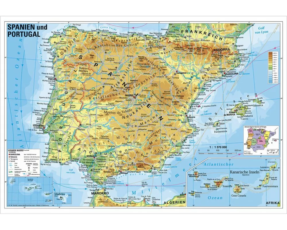 Spanien und Portugal physisch