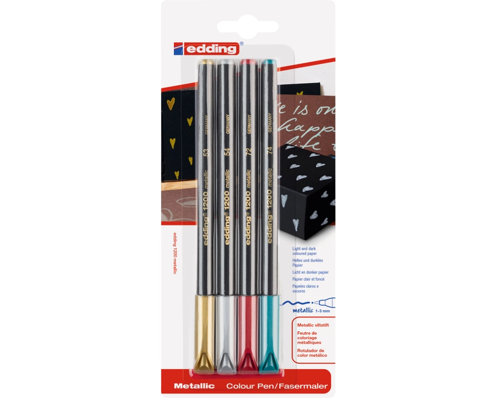 EDDING Faserschreiber 1200 Met. 1-3mm 1200METBLI-G 4 Stück ass. Etui