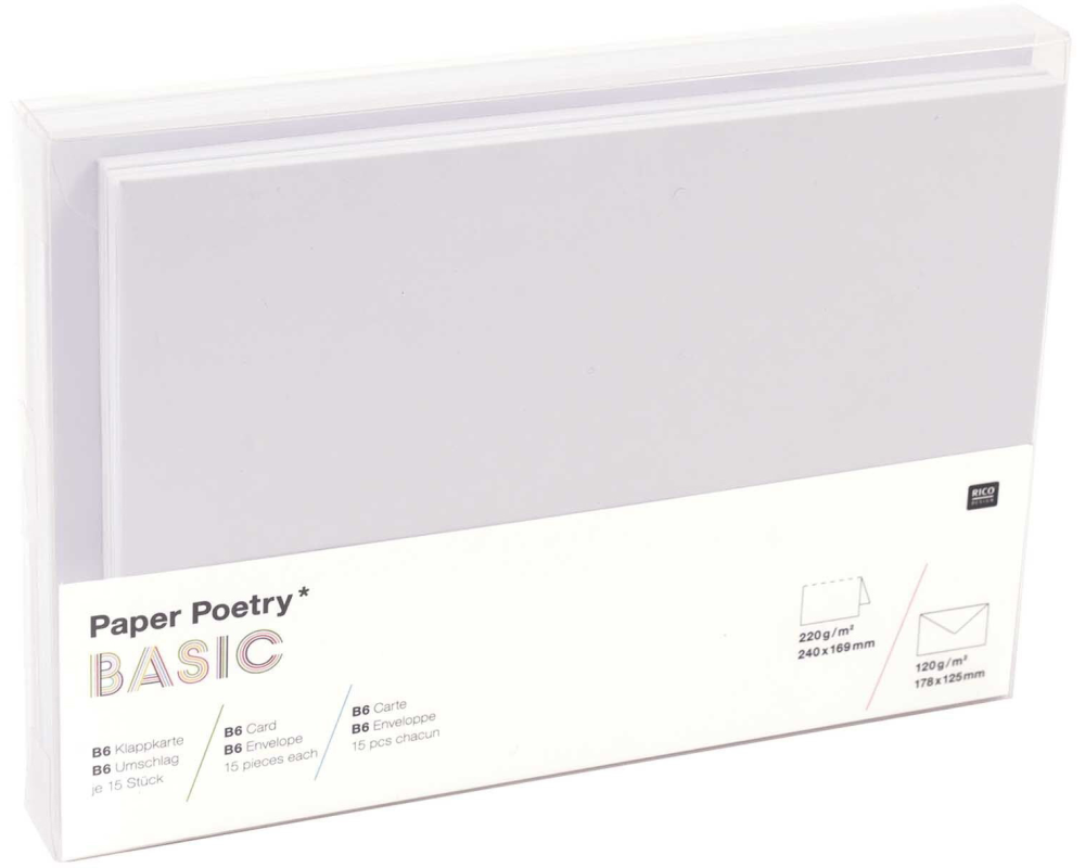RICO DESIGN Kartenset Basic B6 99010.08.14 weiss 30 Stück