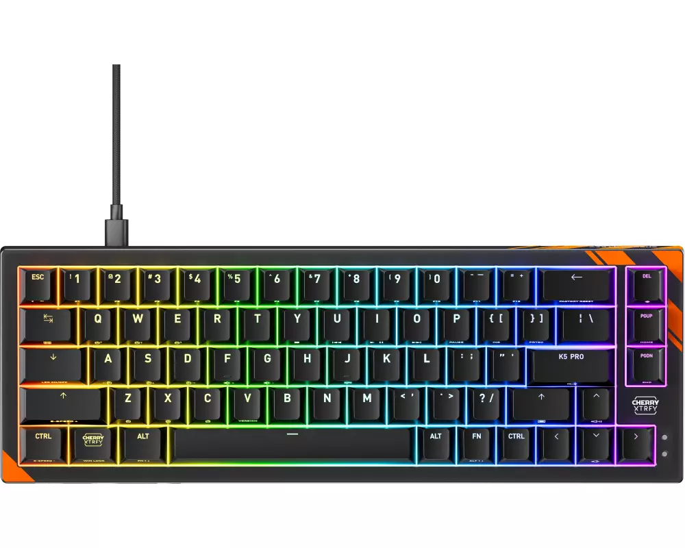 CHERRY K5 PRO TMR COMPACT Tastatur Gaming USB QWERTY US Englisch Schwarz, Orange