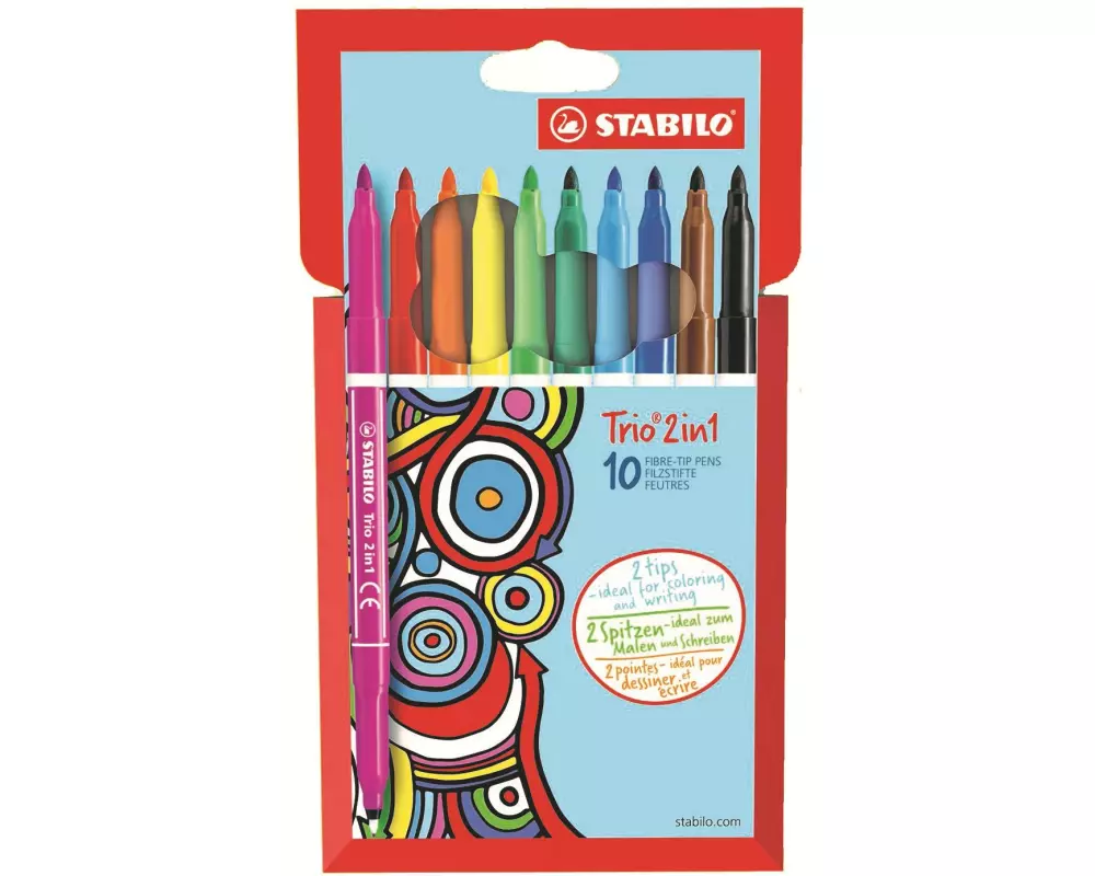 STABILO Fasermaler TRIO 2 in 1, 10 Stück