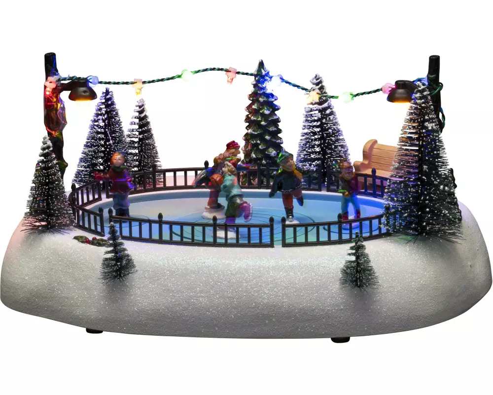 Konstsmide LED-Figur Szenerie Eisbahn mit Musik, 12 Dioden, Mehrfarbig