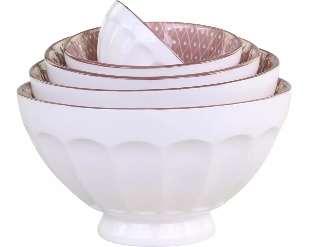 Chic Antique Schüsselset Arés 5 tlg., Weiss / Rosa