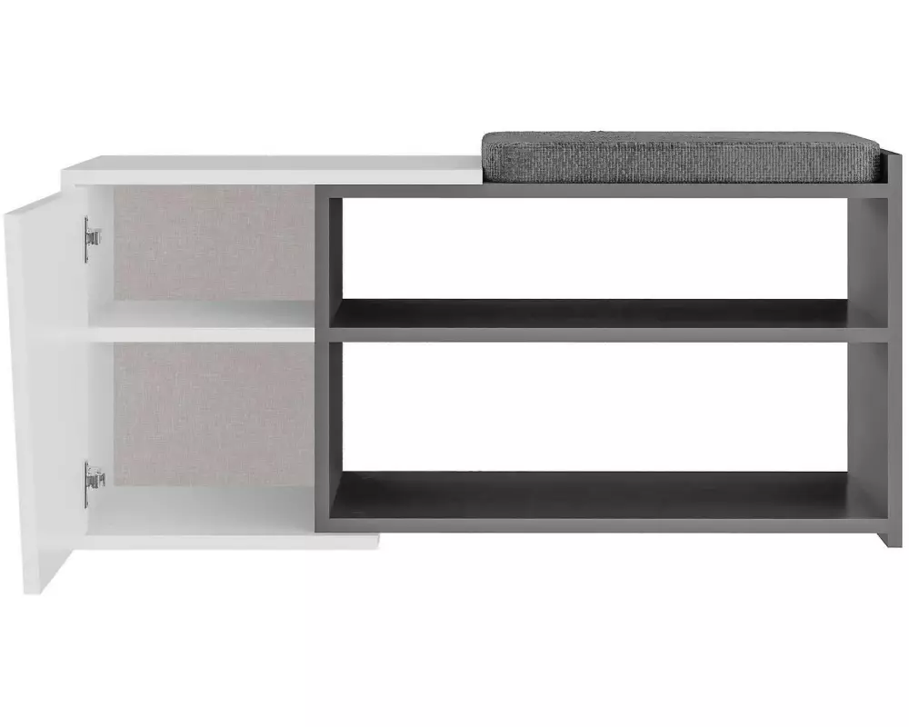 Woody Fashion Schuhregal Fiona 104 x 37 x 47 cm, Grau/Weiss