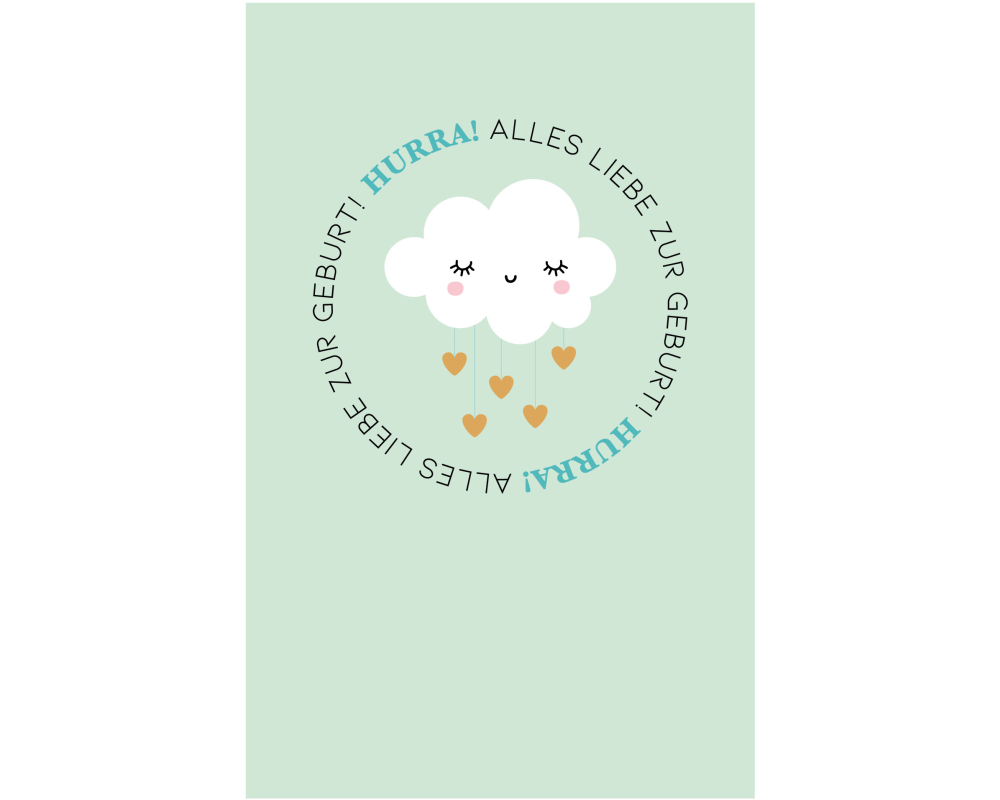 ABC Glückwunschkarte Baby B6 52652 Wolke mit Herzen