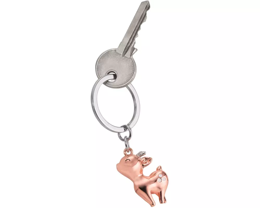 Troika Schlüsselring Rehkitz Glänzend Grau/Rosagold