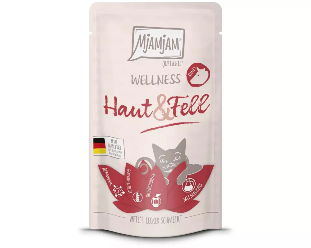 Mjamjam Nassfutter Wellness Haut & Fell Rind, 125 g