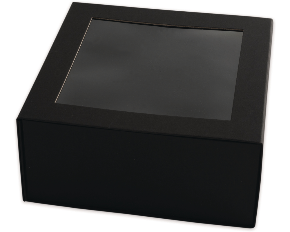ELCO Geschenkbox m. grossem Fenster 82115.11 schwarz, 22x22x10cm 5 Stk.
